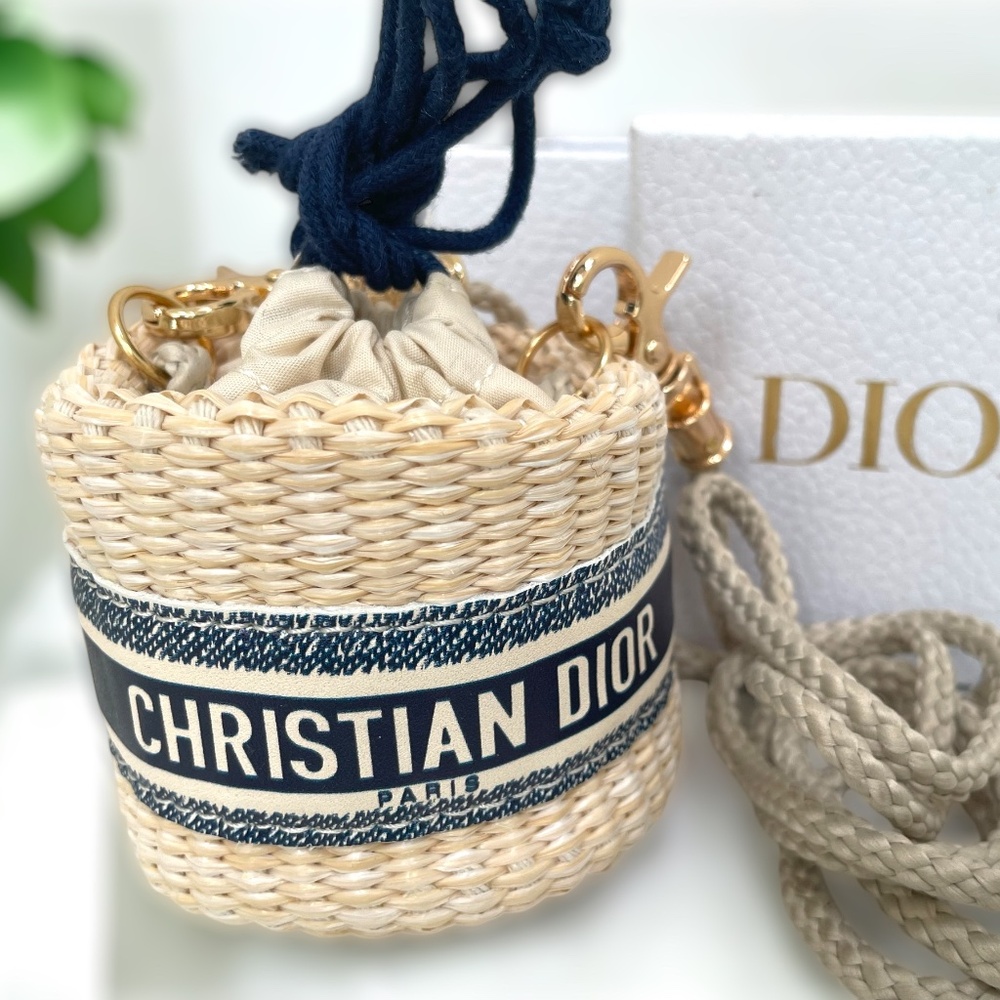 Christian Dior Mini Bucket Straw Bag (Novelty Item)